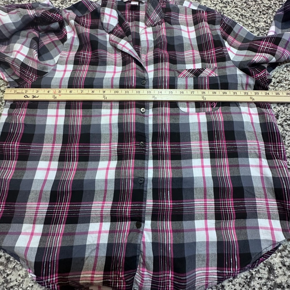 Victorias Secret Plaid Pajama Set Top Pants Women XL Pink Black Lounge Sleepwear - Picture 7 of 15